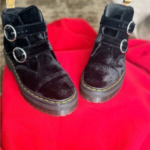 Dr. Martens Black Velvet Combat Boots Never Worn